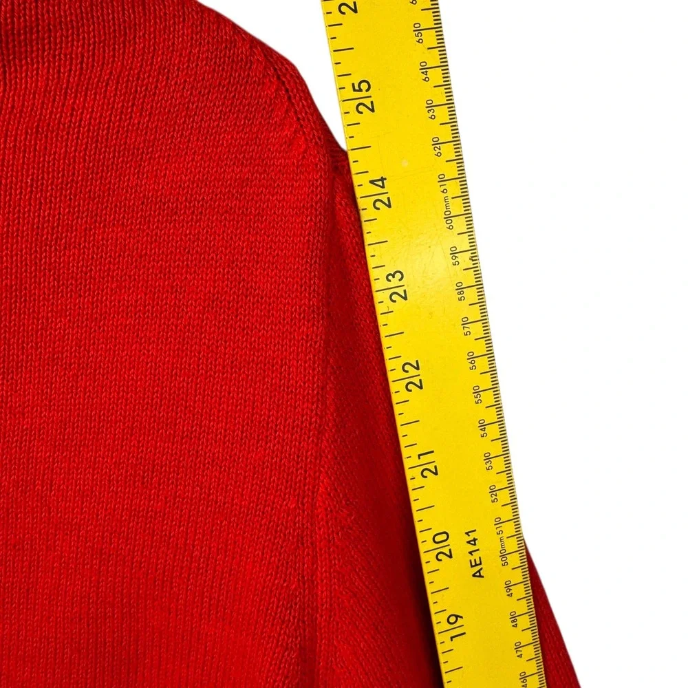 J. Crew Sweater M Red Cotton‎ Ruffle Cuff Long Sleeve Crew Neck
